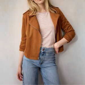 LC Lauren Conrad Suede Moto Jacket Rich Brown XL NWT